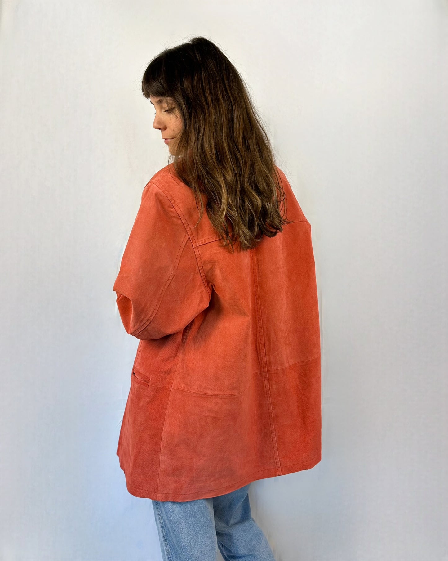 Giacca in suede corallo