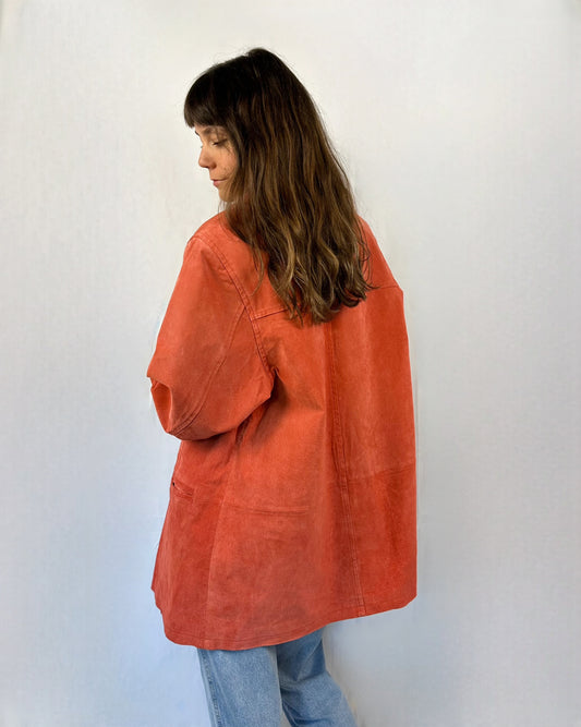 Giacca in suede corallo