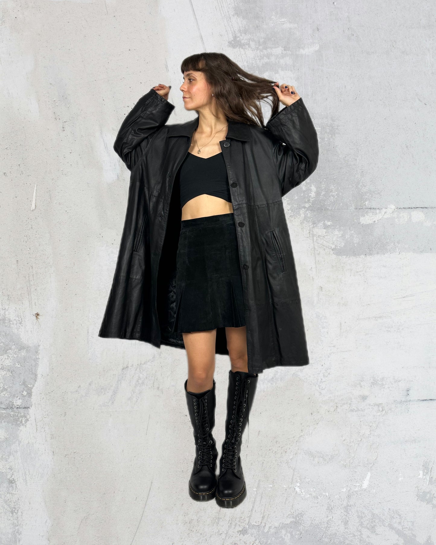 Maxi trench in pelle