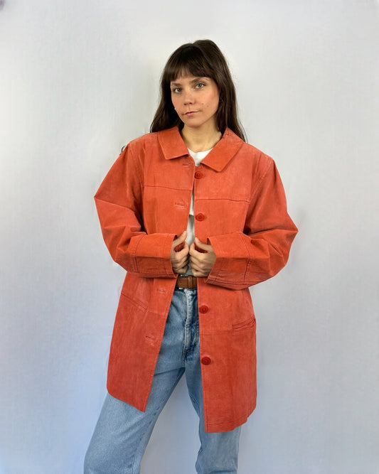 Giacca in suede corallo
