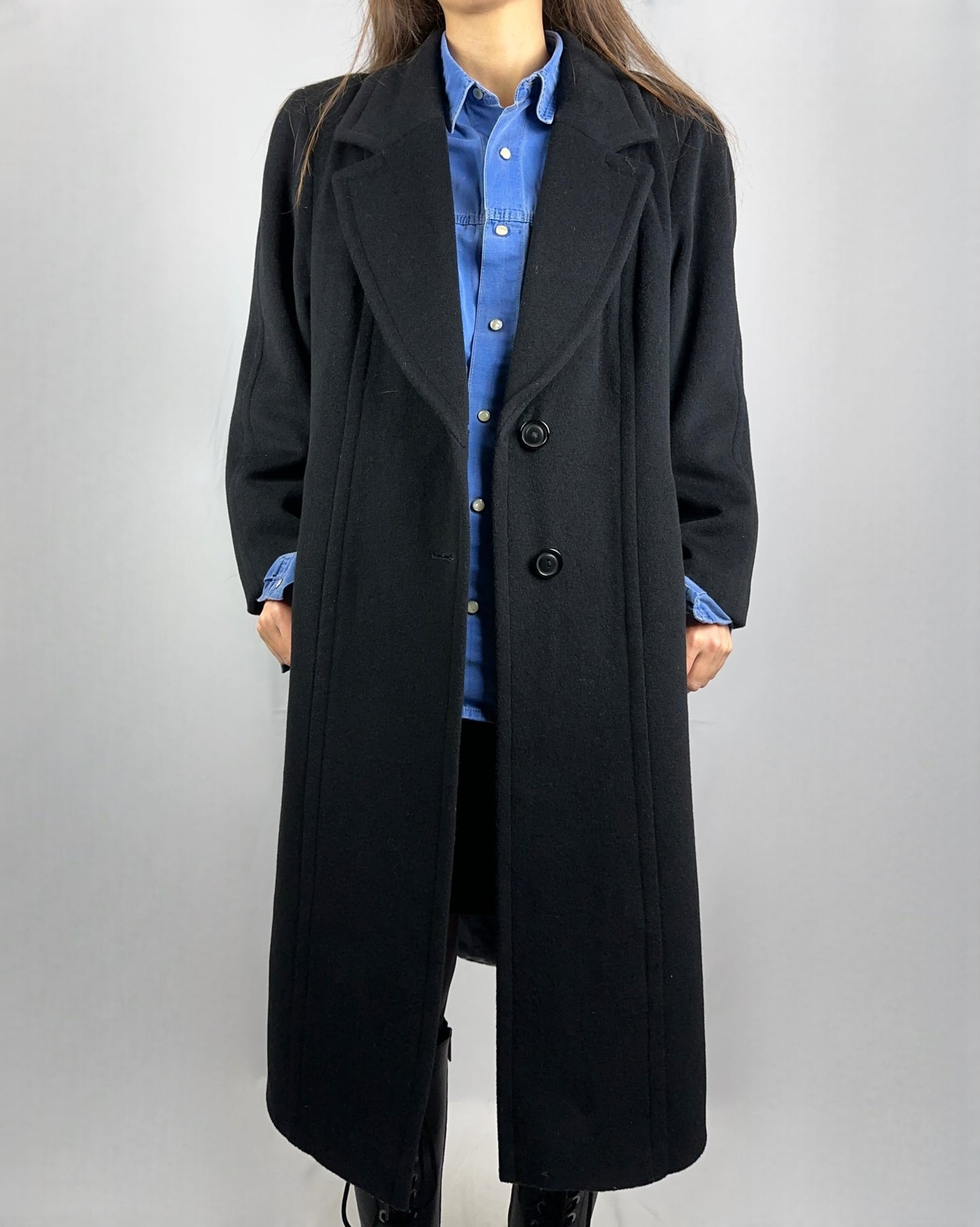 Cappotto nero in lana e cashmere