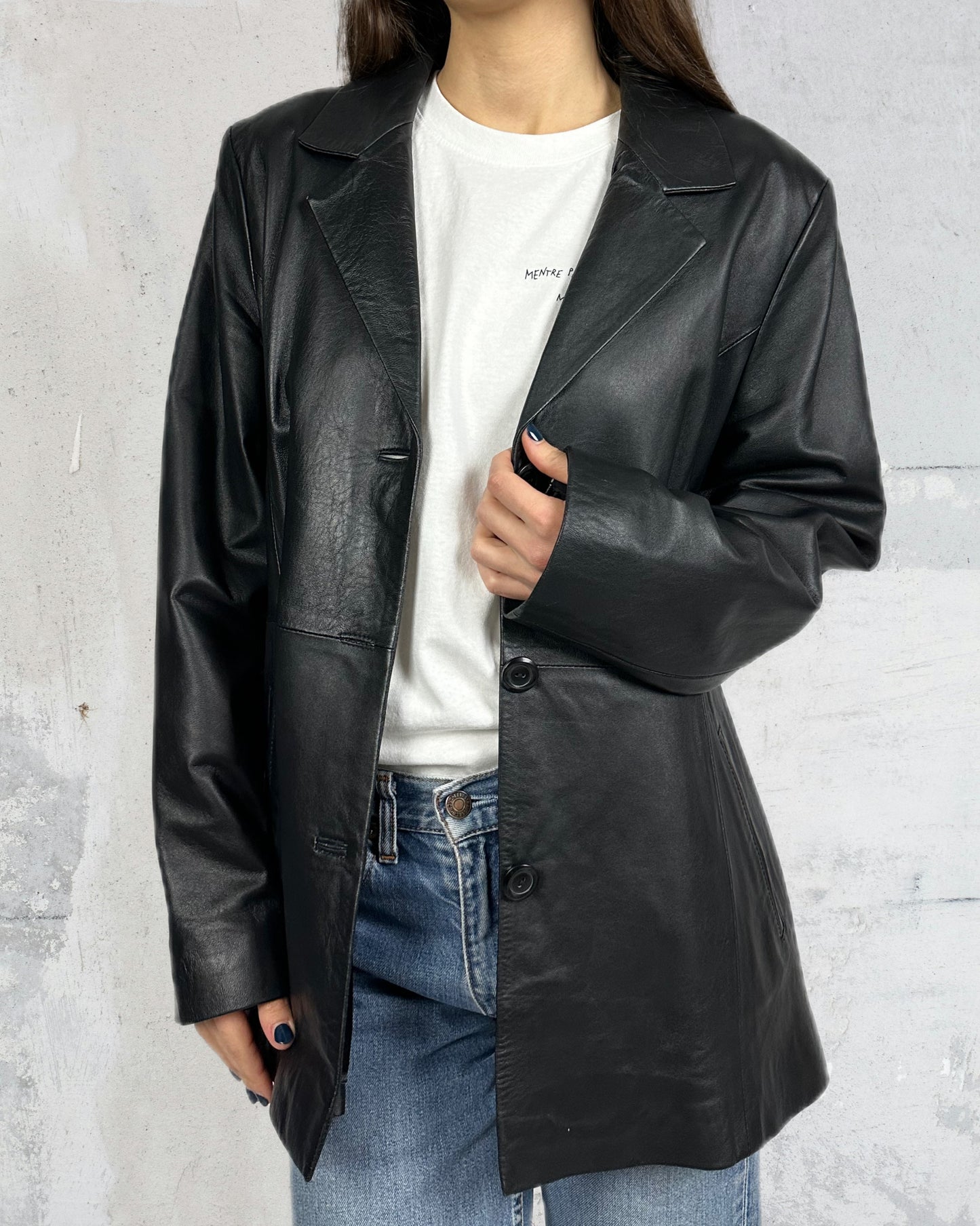 Blazer in vera pelle over