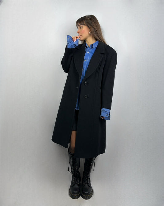 Cappotto nero in lana e cashmere