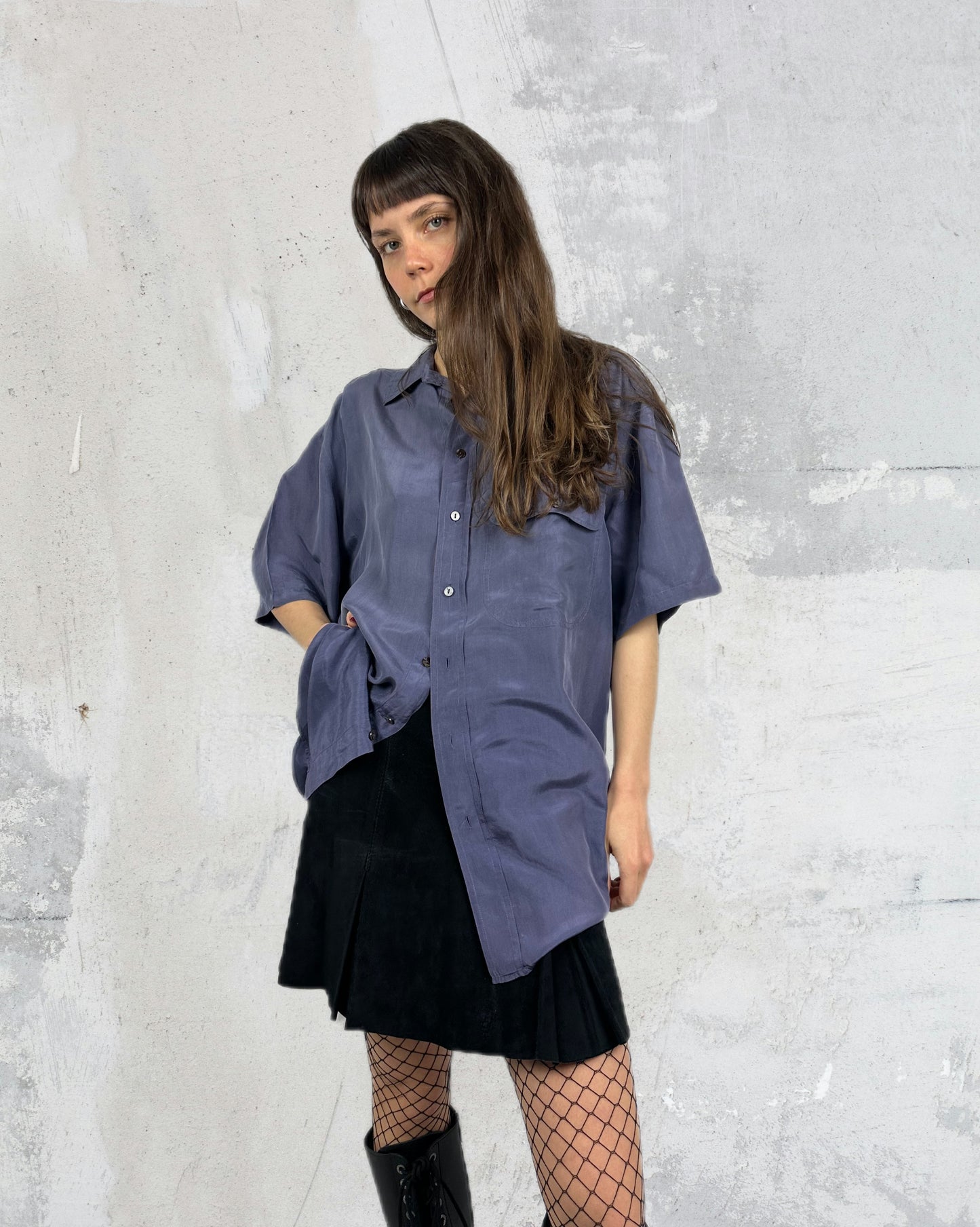 Camicia lilla in pura seta