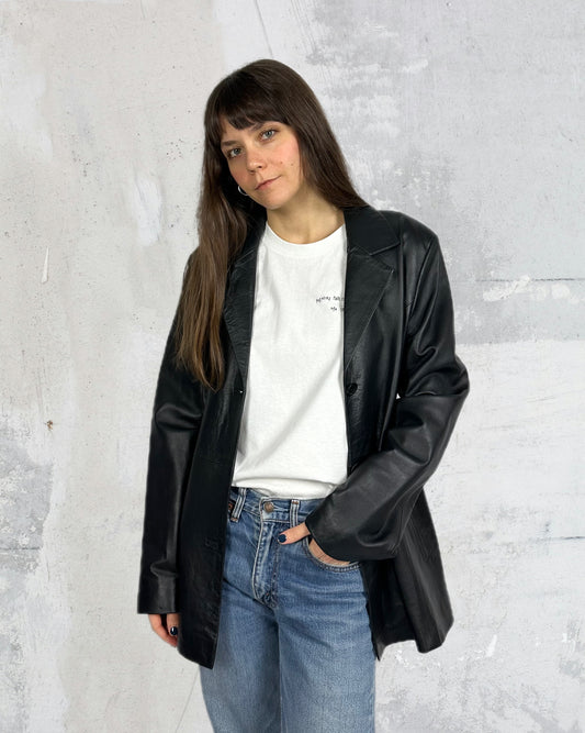Blazer in vera pelle over