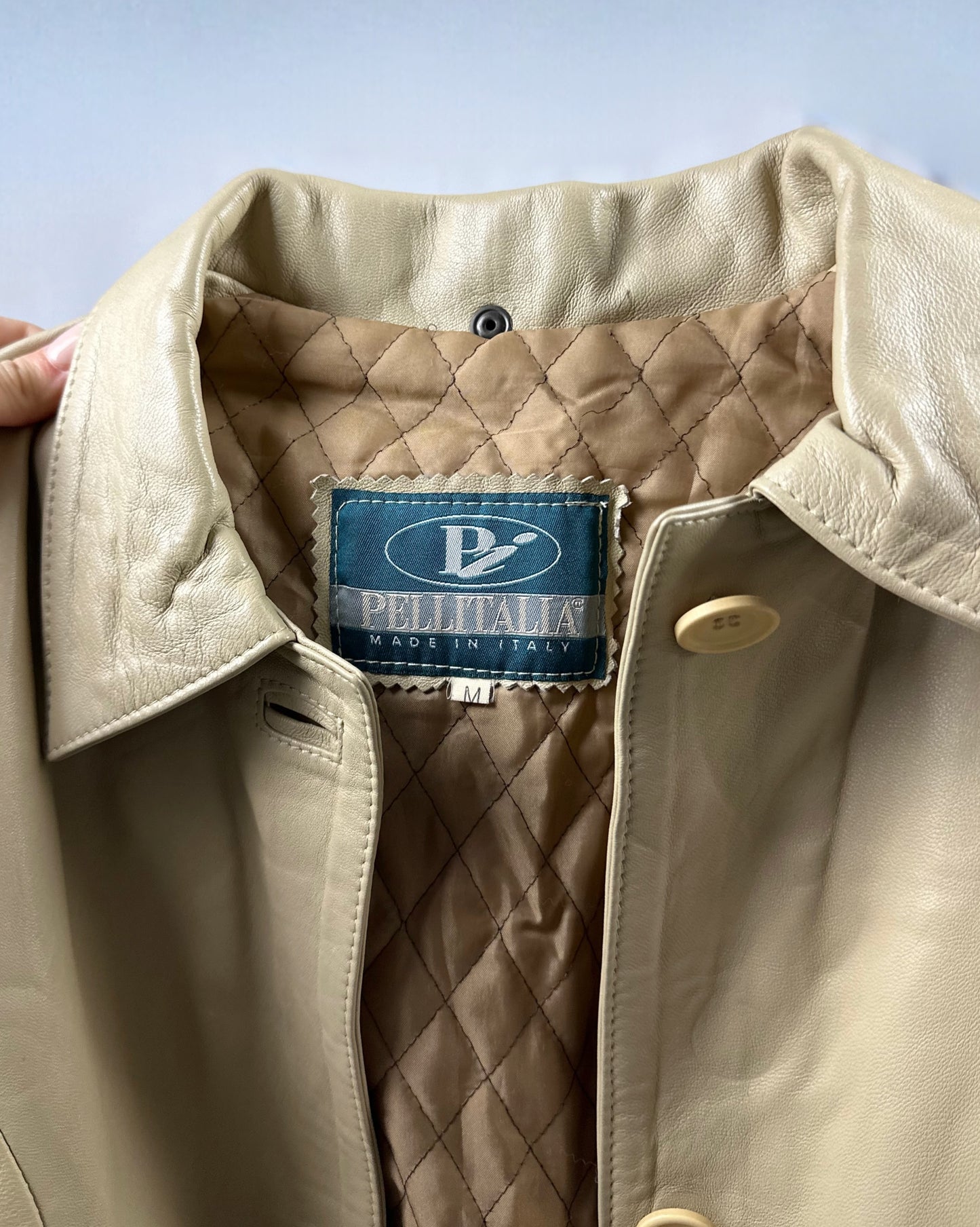 Giacca beige in vera pelle