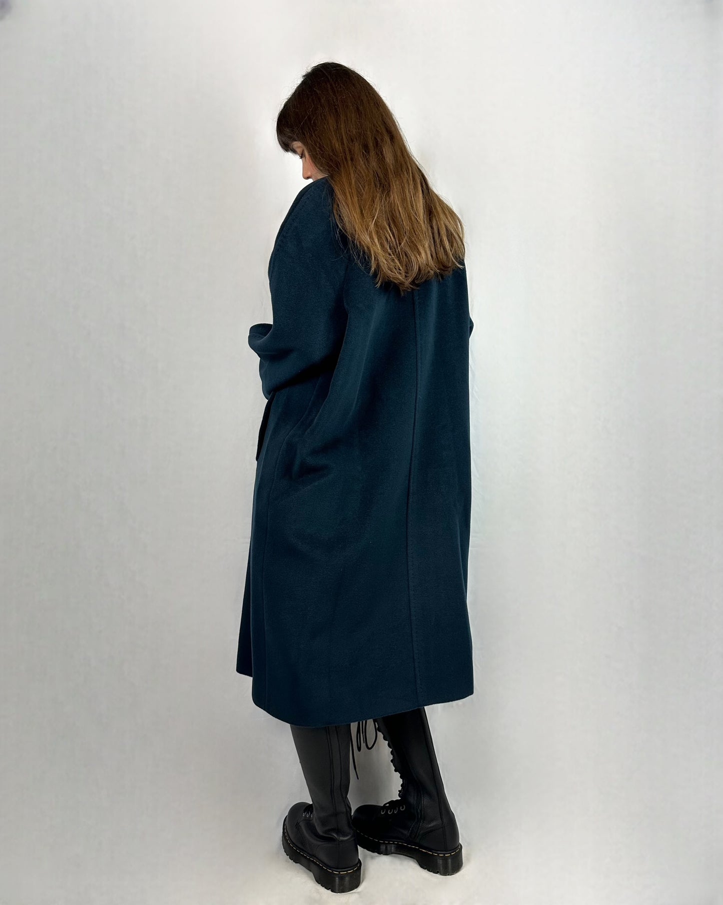 Cappotto blu petrolio in pura lana