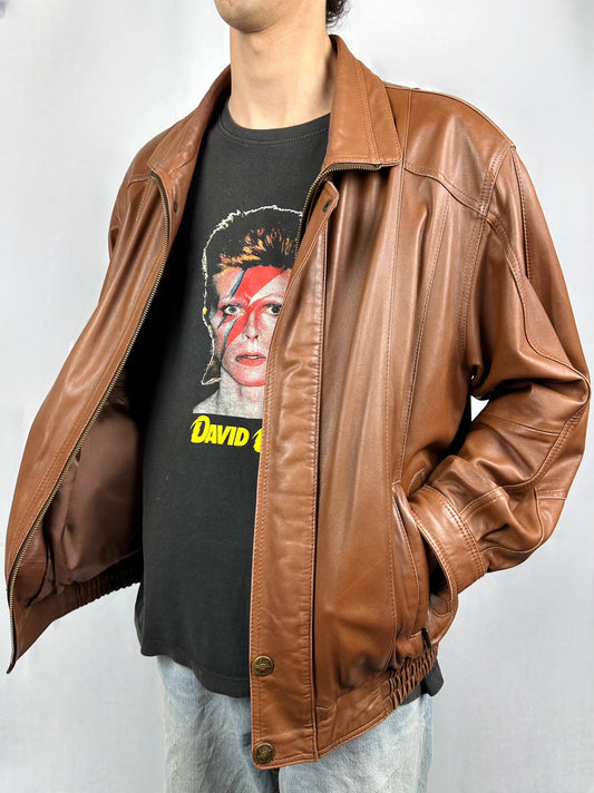 Bomber caramello in vera pelle