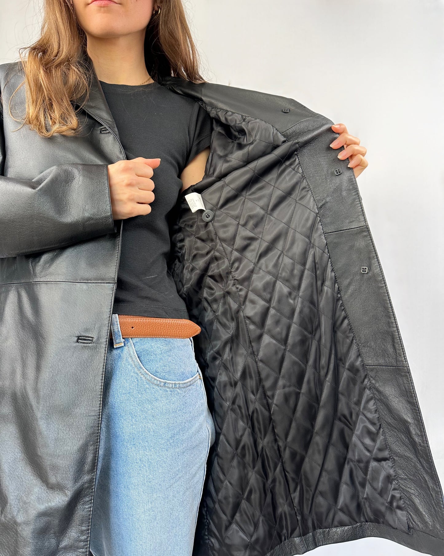 Trench minimal in vera pelle