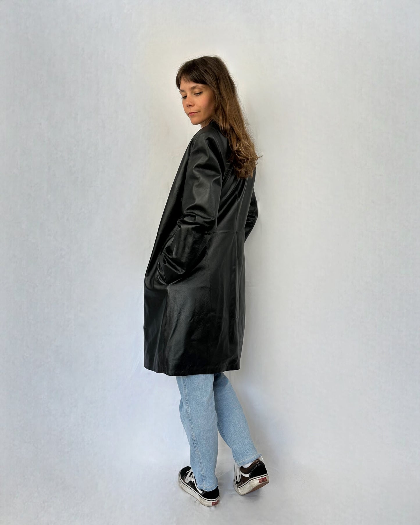 Trench minimal in vera pelle