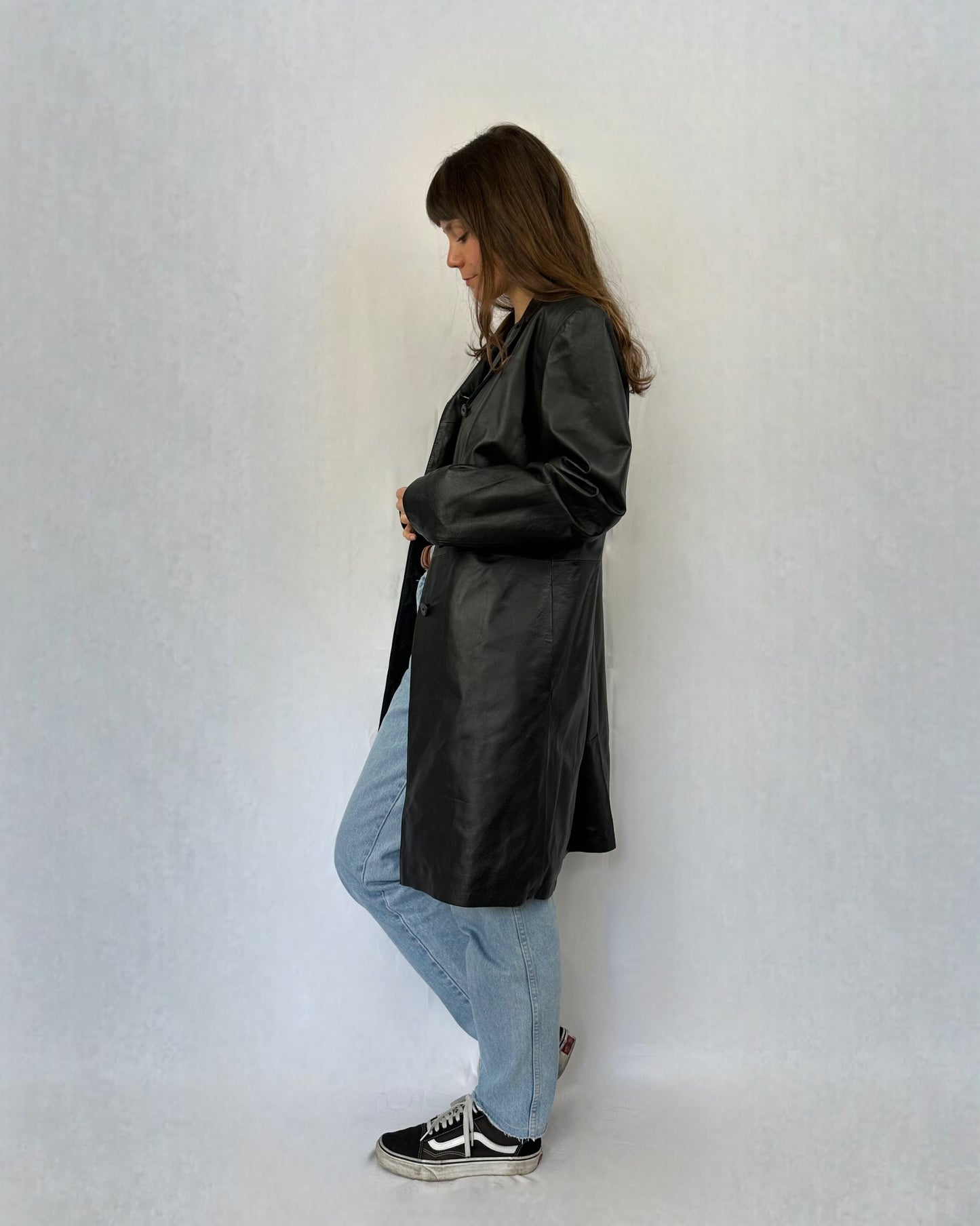 Trench minimal in vera pelle