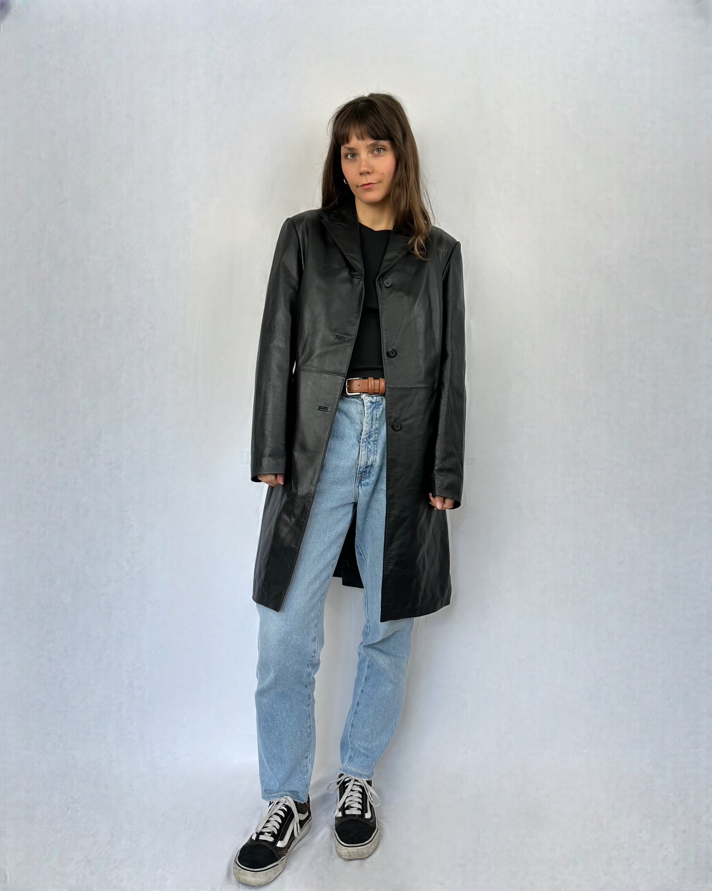 Trench minimal in vera pelle