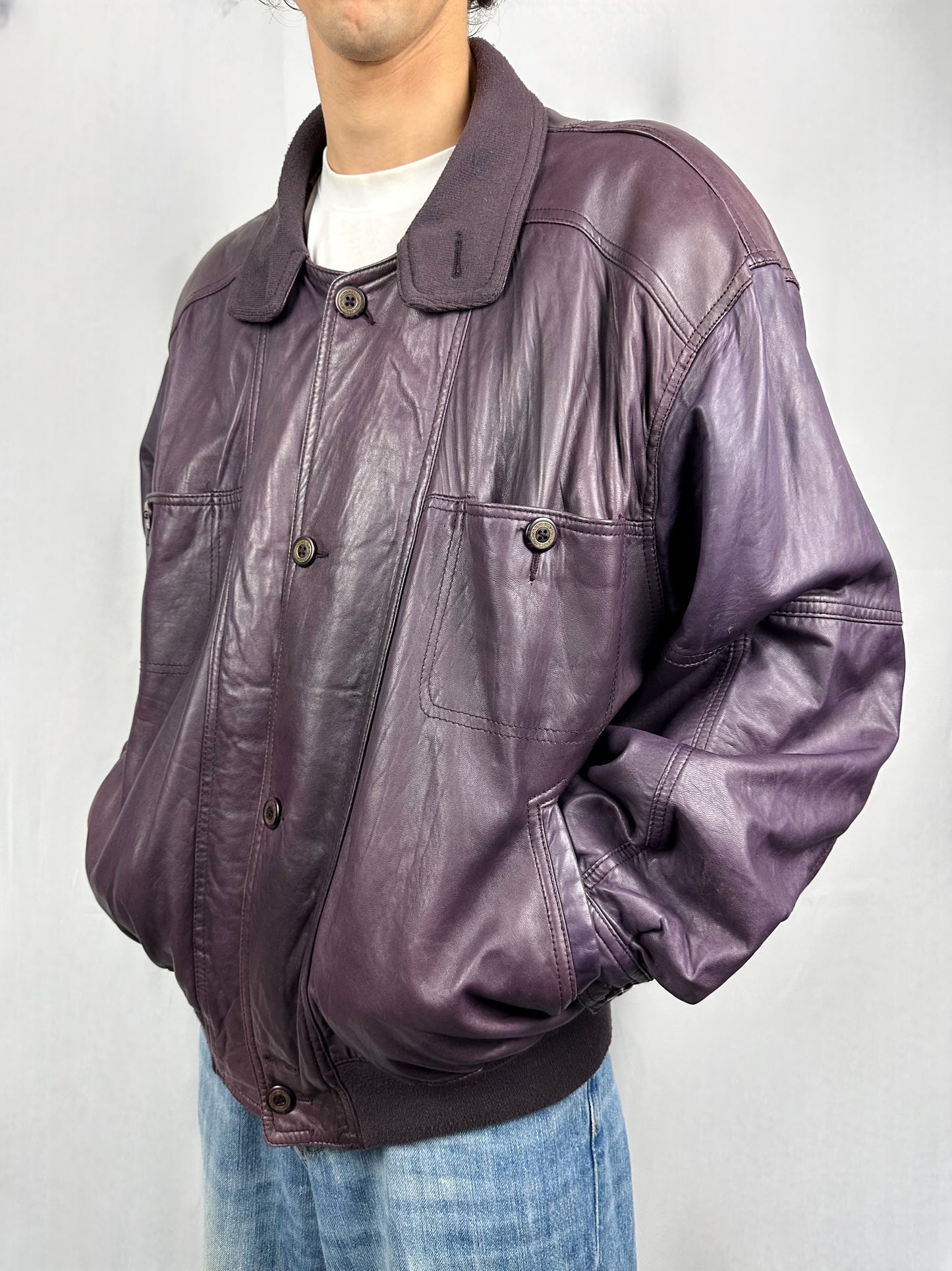 Bomber prugna in vera pelle