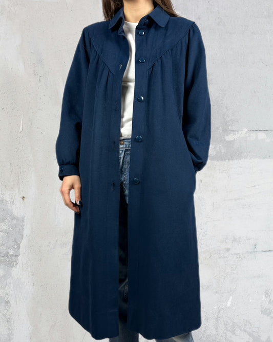 Trench blu a sbuffo
