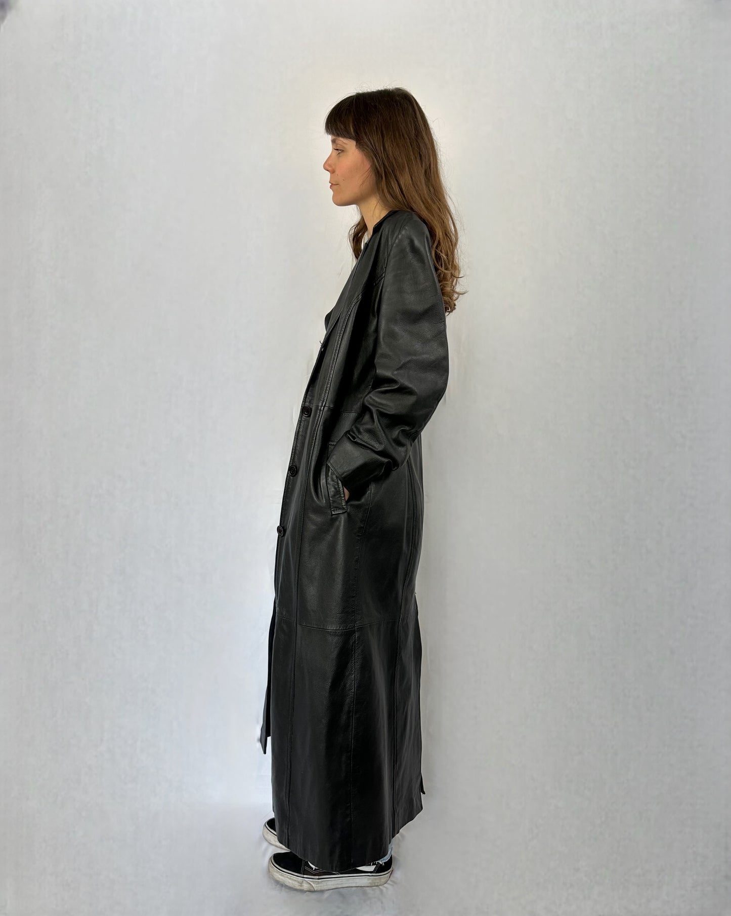 Trench in vera pelle lunghissimo