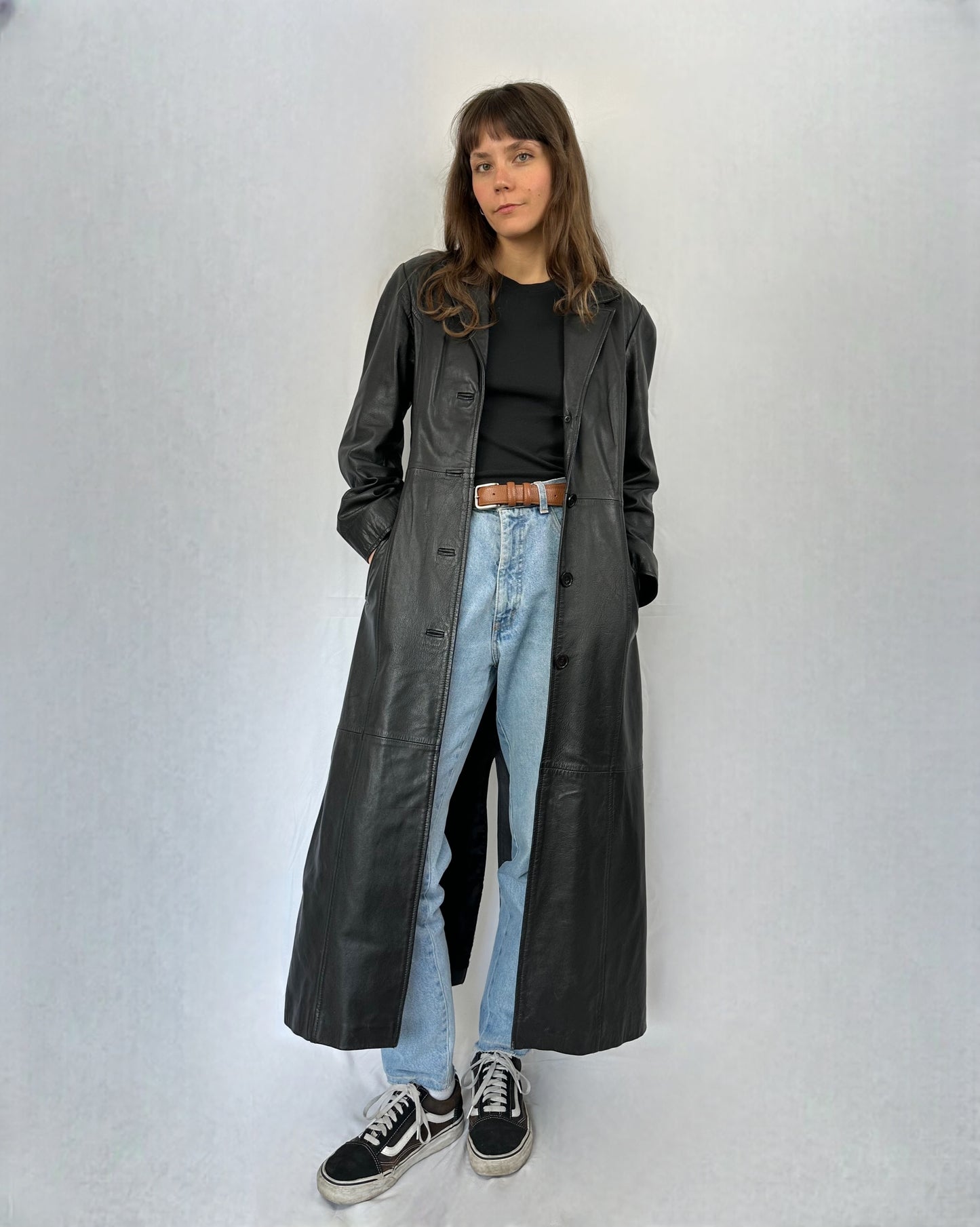 Trench in vera pelle lunghissimo