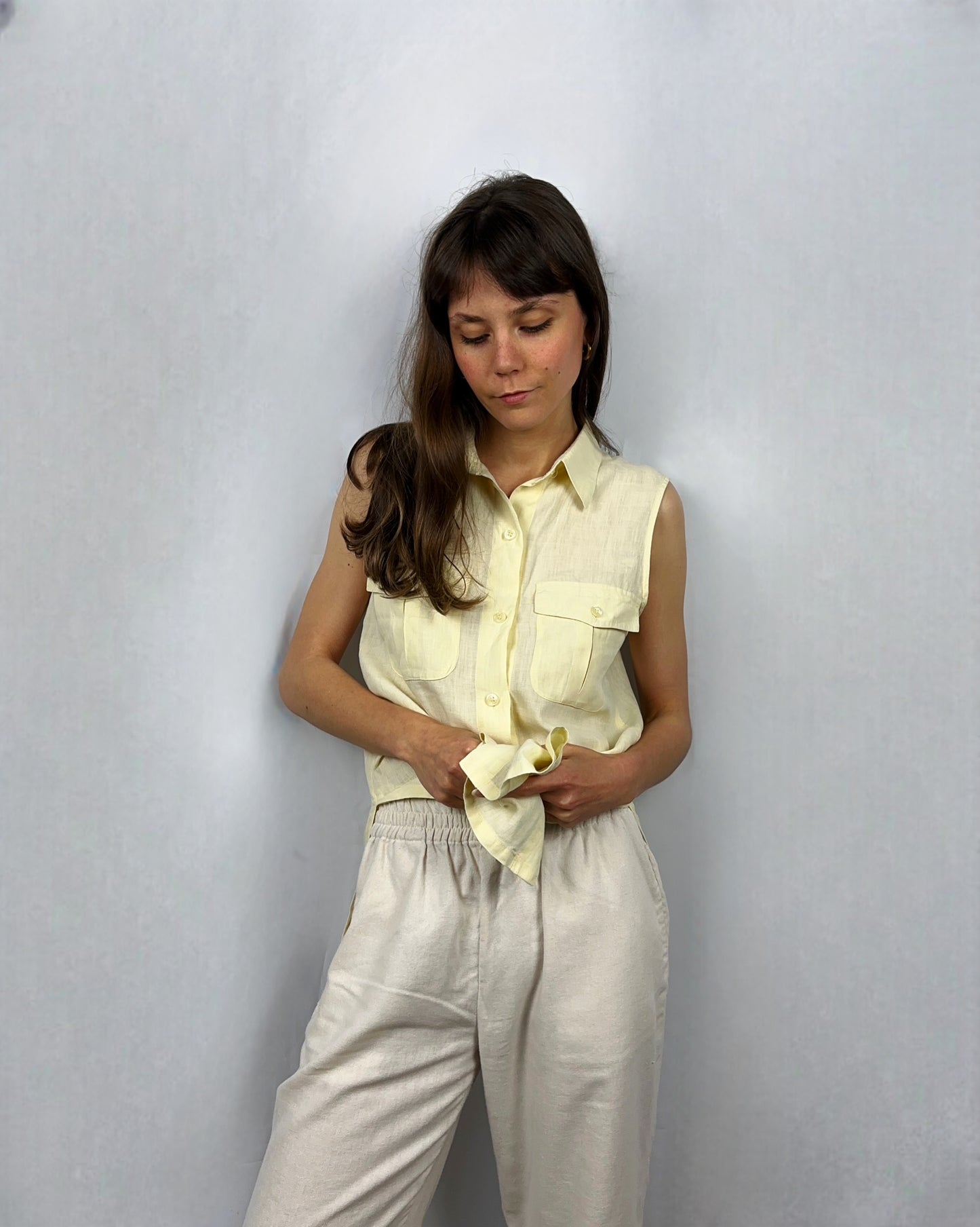 Canotta burro in puro lino