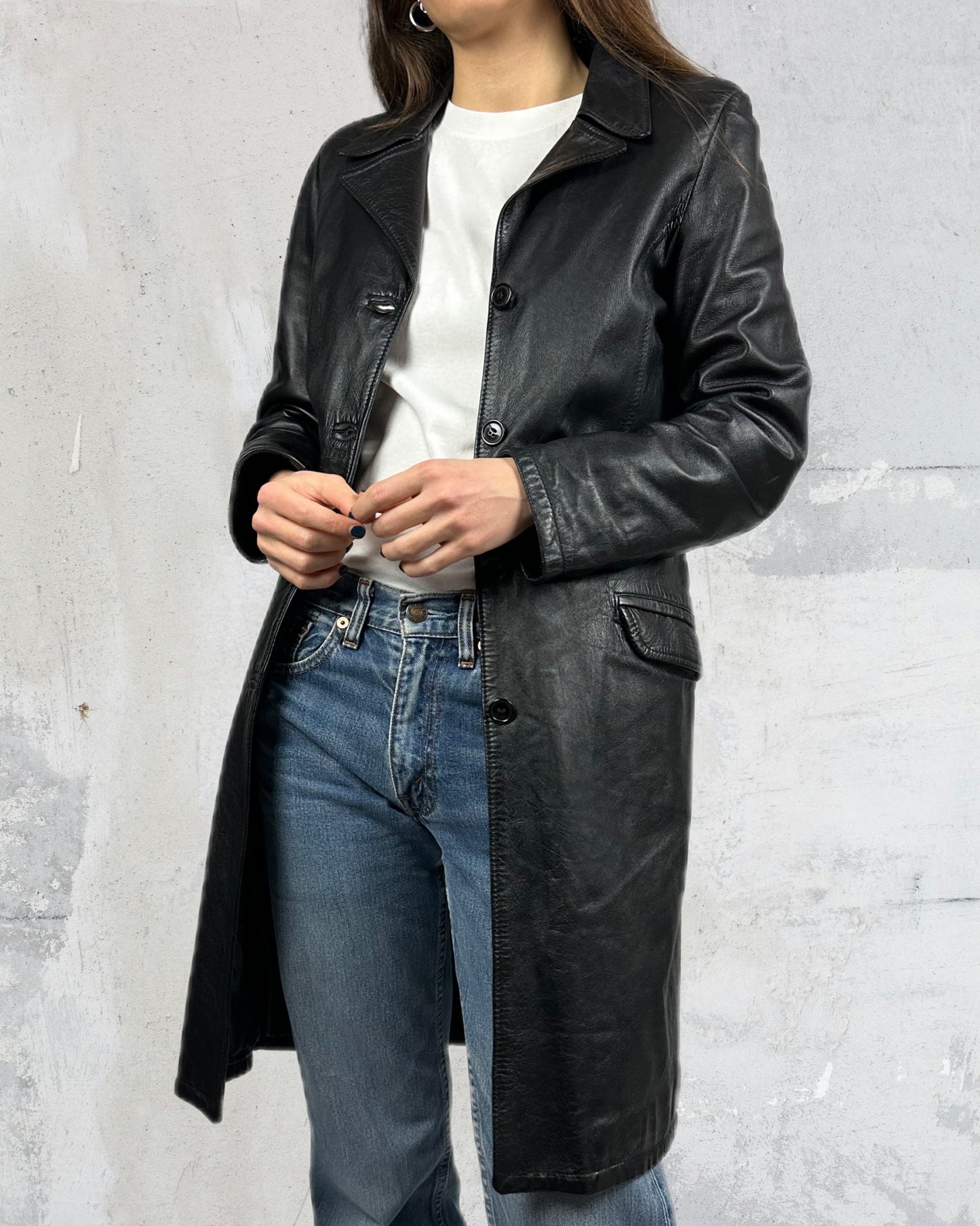 Trench in vera pelle
