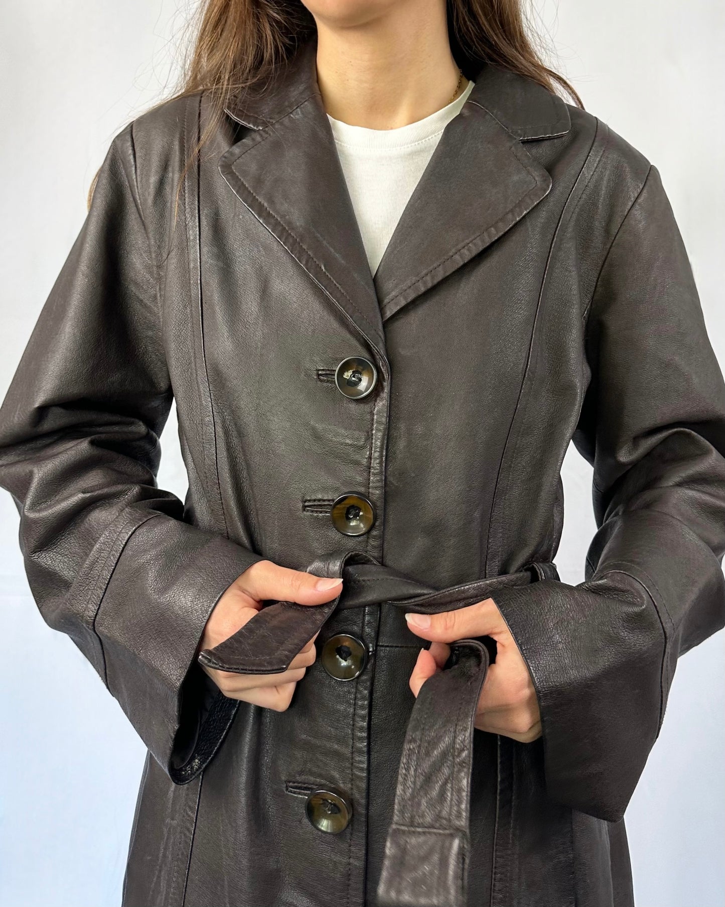 Trench cioccolato in vera pelle Nadia Nardi