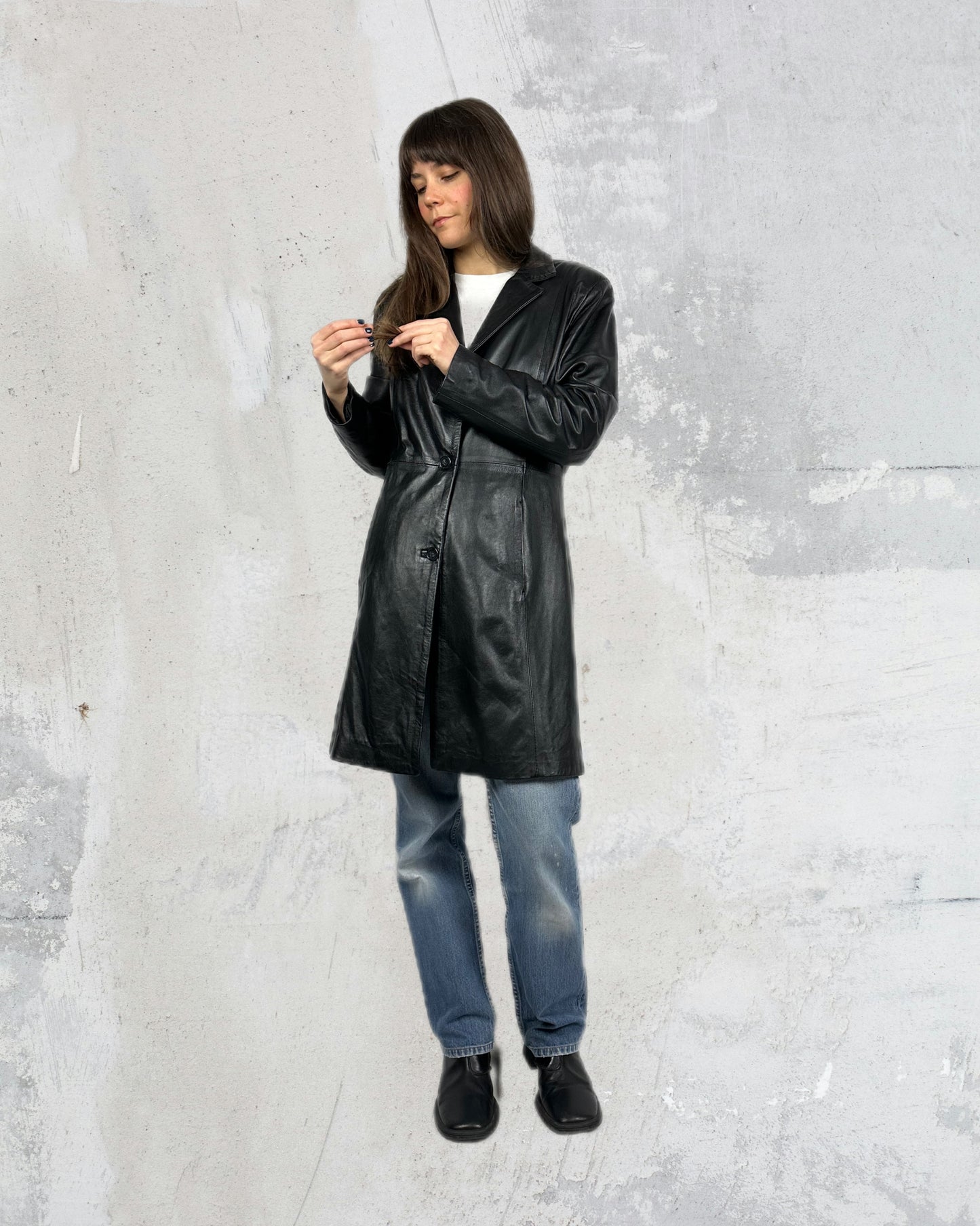 Trench essenziale in vera pelle