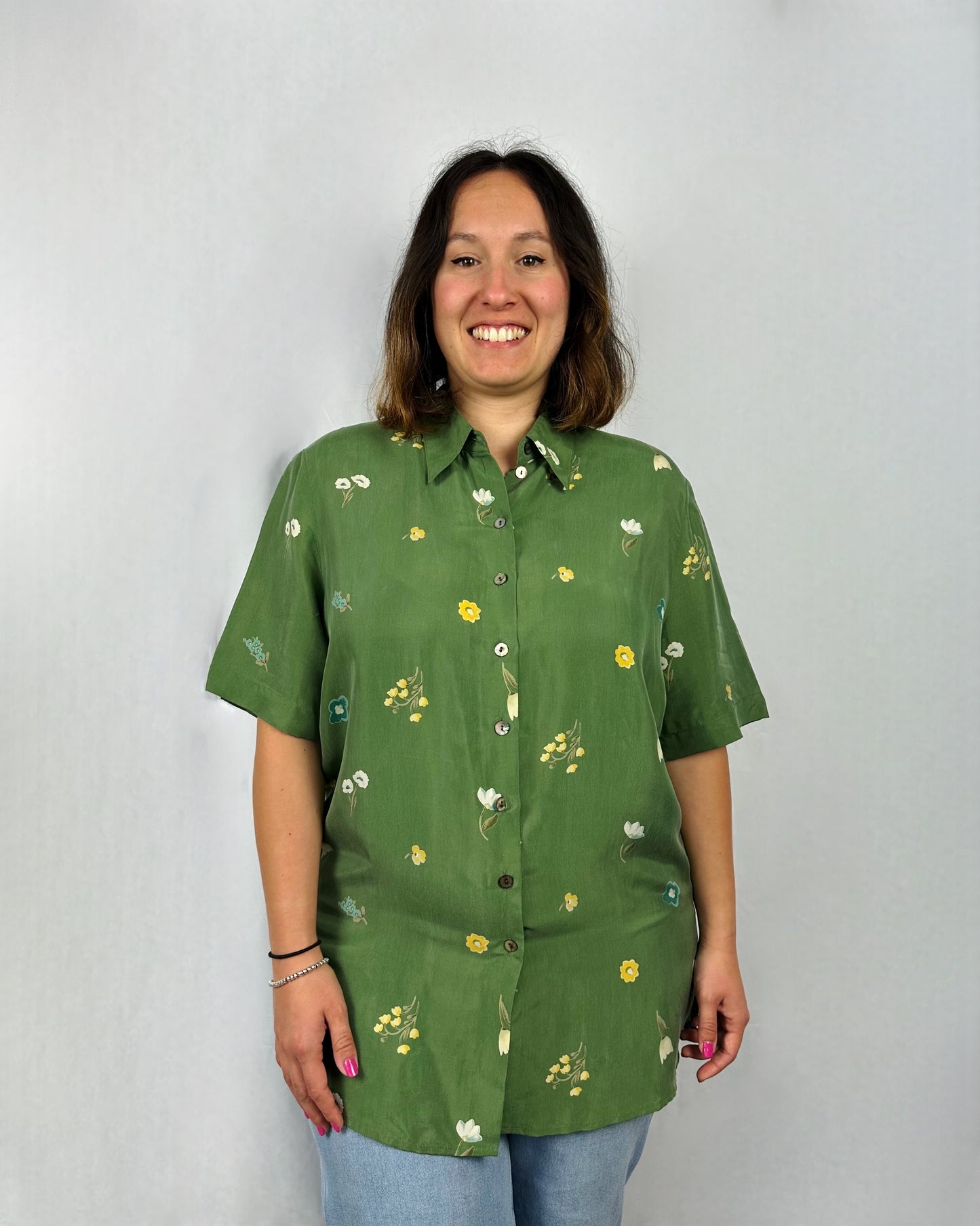 Camicia fiorita in cupro