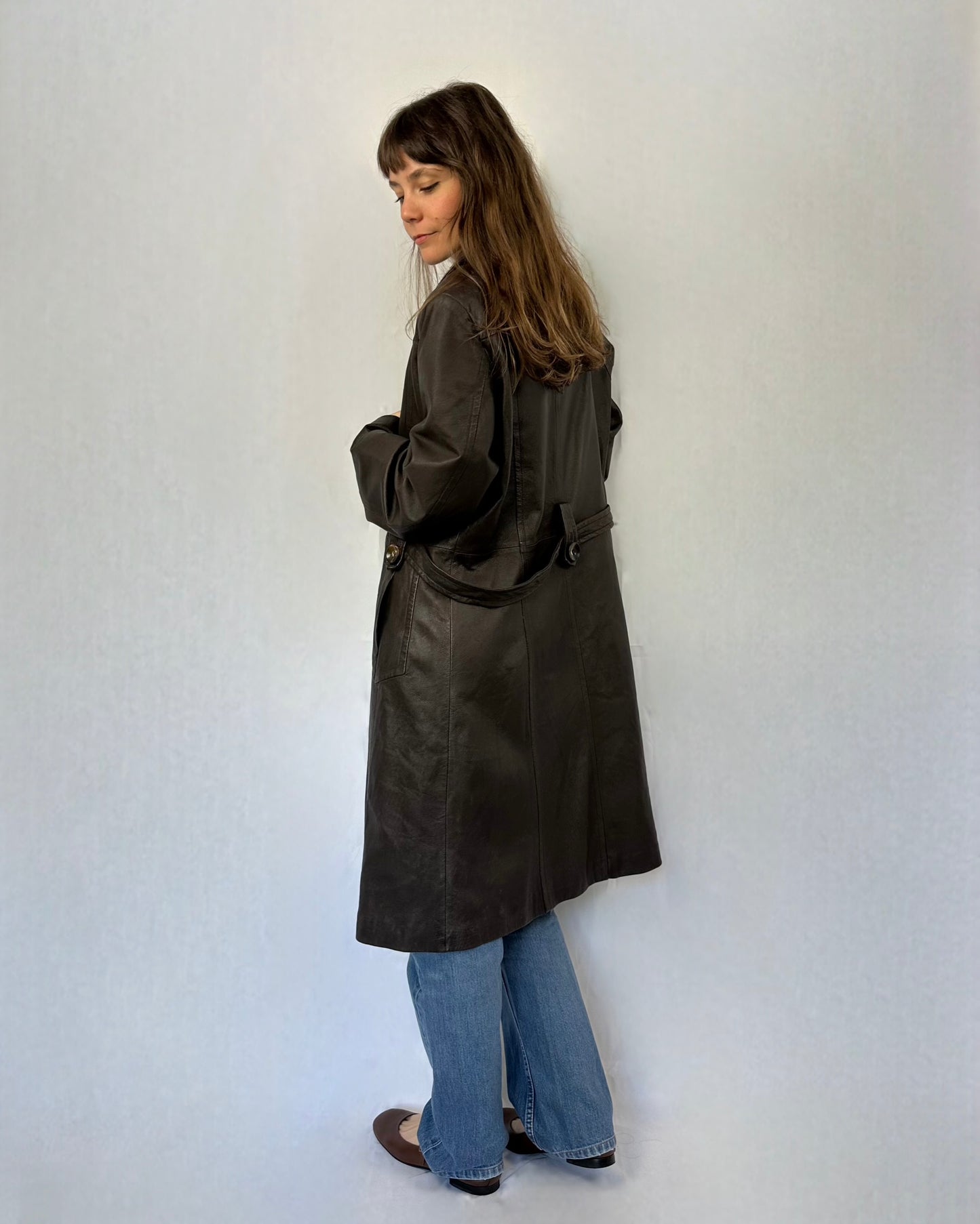 Trench cioccolato in vera pelle Nadia Nardi