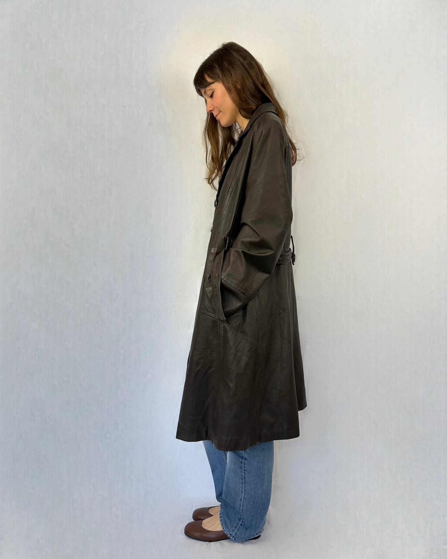 Trench cioccolato in vera pelle Nadia Nardi