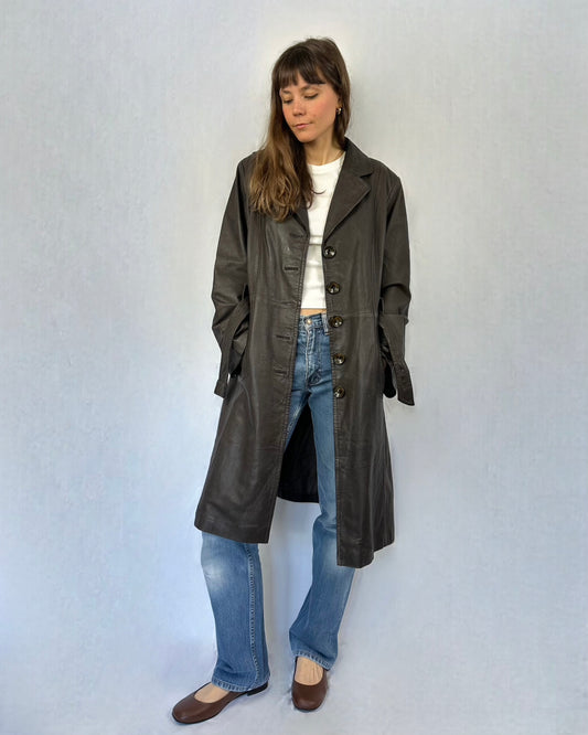 Trench cioccolato in vera pelle Nadia Nardi