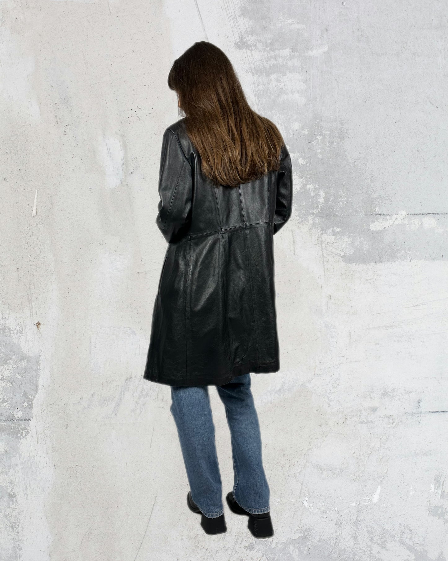 Trench essenziale in vera pelle