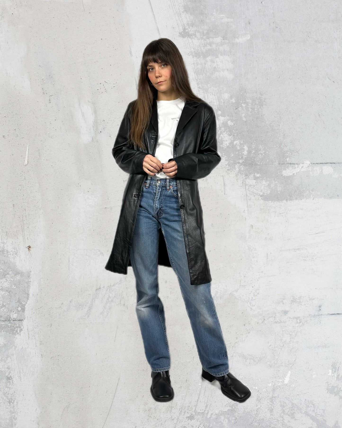 Trench essenziale in vera pelle