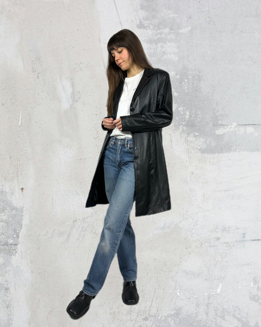 Trench essenziale in vera pelle
