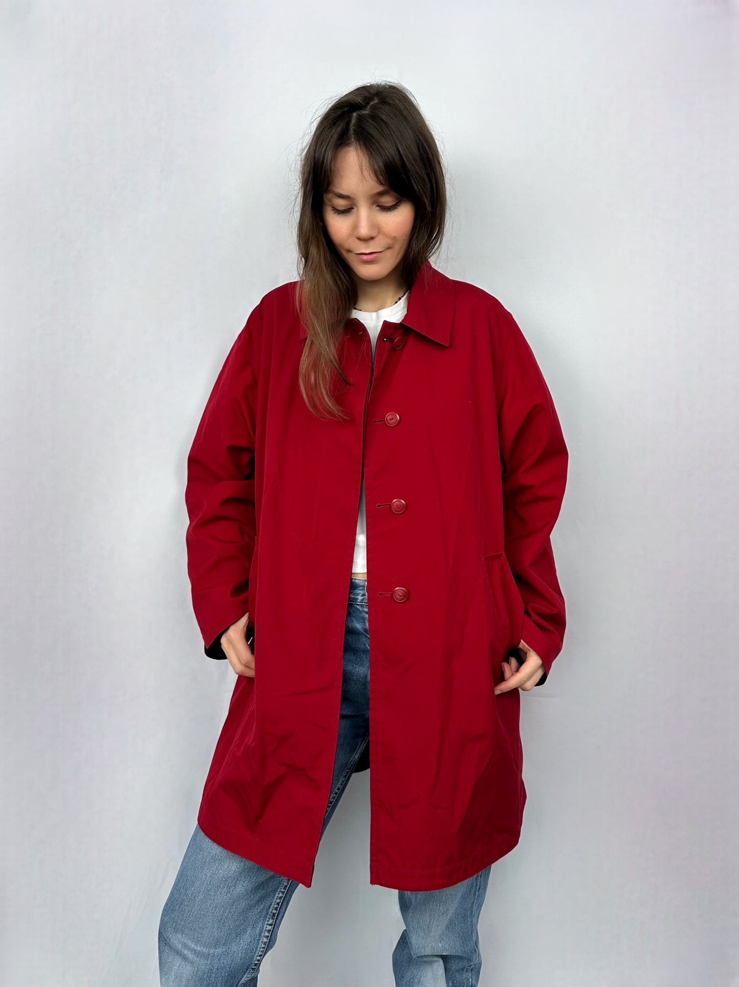 Trench double-face blu/rosso