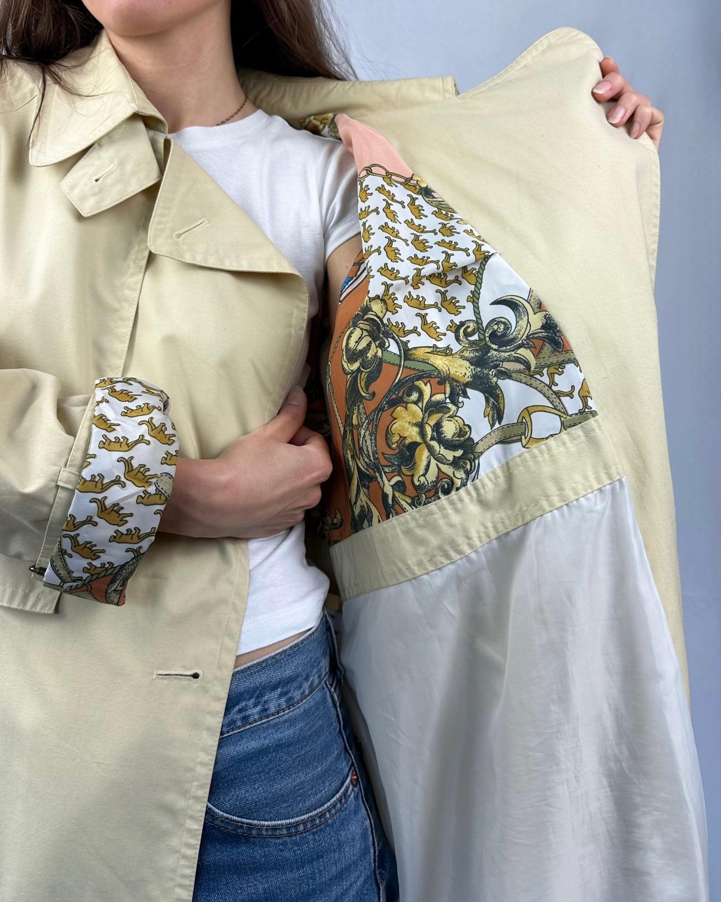 Trench lunghissimo pastello