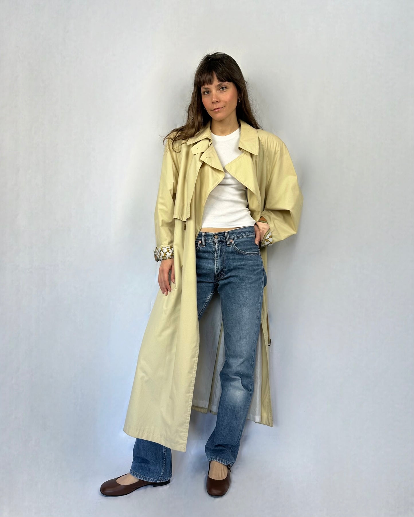 Trench lunghissimo pastello