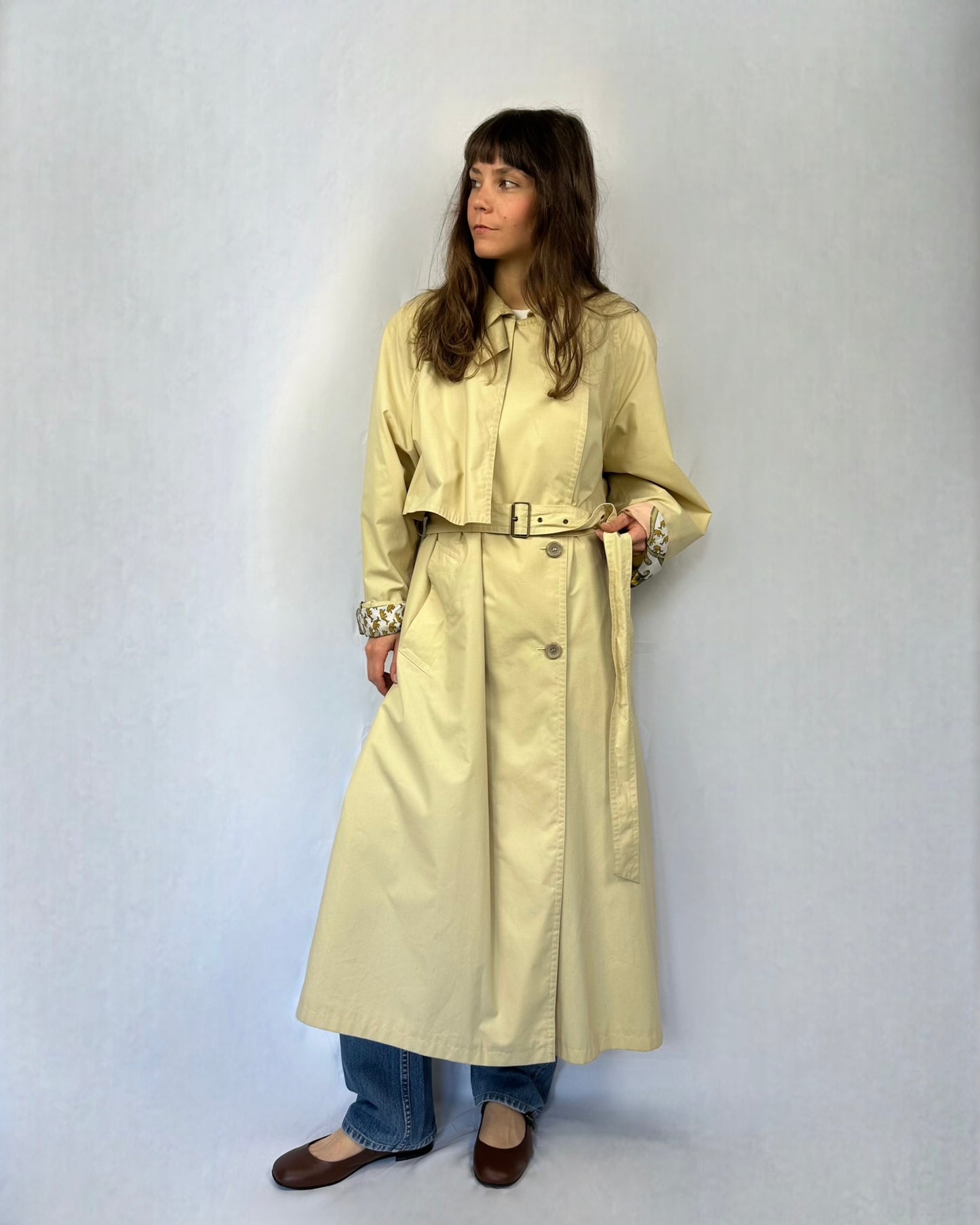 Trench lunghissimo pastello